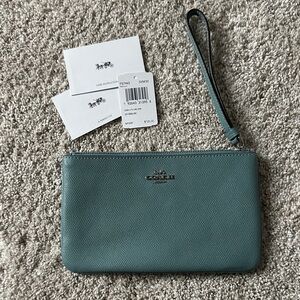 Coach Aqua Leather Wristlet